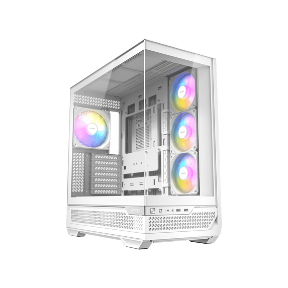Antec C7ARGBW C7 Argb White, Rtx 40 Gpu Support, 4 X 120mm Argb Pwm Fans Included, Vertical Gpu Cooling, Type-c 10gbps, Seamless Tempered Glass Front And Side Panels, 360mm Radiator Support, Mid-tower