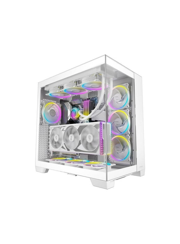 Antec C8 White, Fans not Included, RTX 40 Compatible, Dual-Chamber, tooless Design, Type-C, 360mm Radiator Support, Seamless Tempered Glass Front & Side Panels, High Airflow Full-Tower E-ATX PC Case