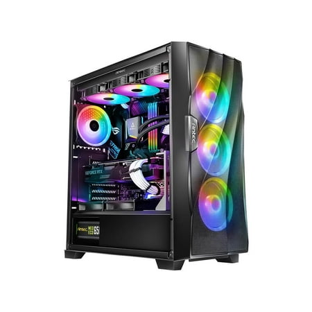 Antec Dark League DF700 FLUX, Mid Tower ATX Gaming Case,5 x 120mm Fans Included, ARGB & PWM Fan Controller, Tempered Glass Side Panel, Three-Dimensional Wave-Shaped Mesh Front
