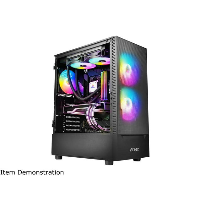 Antec NX Series NX410, 2 x 140mm & 1 x 120mm ARGB Fans Included, 360mm Radiator Support, Mesh Front Panel & Swing-Open Tempered Glass Side Panel ATX Mid-Tower Gaming Case
