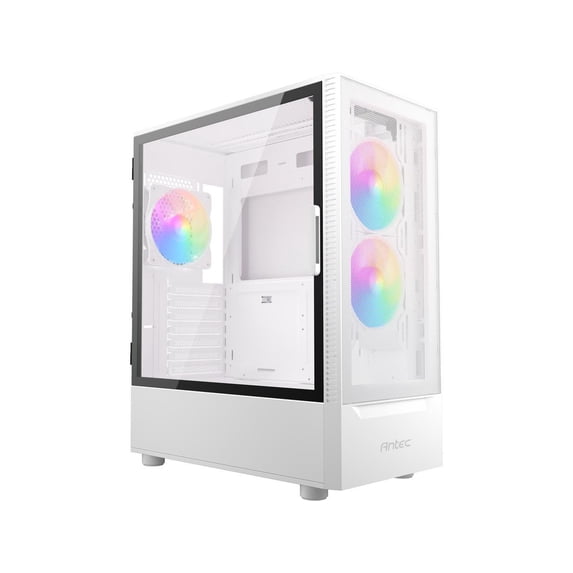 Antec NX Series NX410 White, 2 x 140mm & 1 x 120mm ARGB Fans Included, 360mm Radiator Support, Mesh Front Panel & Swing-Open Tempered Glass Side Panel ATX Mid-Tower Gaming Case