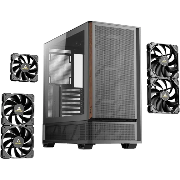 Antec P30 AIR, 2 x 140mm PWM Fans & 1 x 120mm PWM Fan & 2 x 120mm PWM Reverse Fans Included, Premium Wood Accents, Optimized GPU Airflow, 360mm Radiator Support, Type-C, Mid-Tower ATX Case