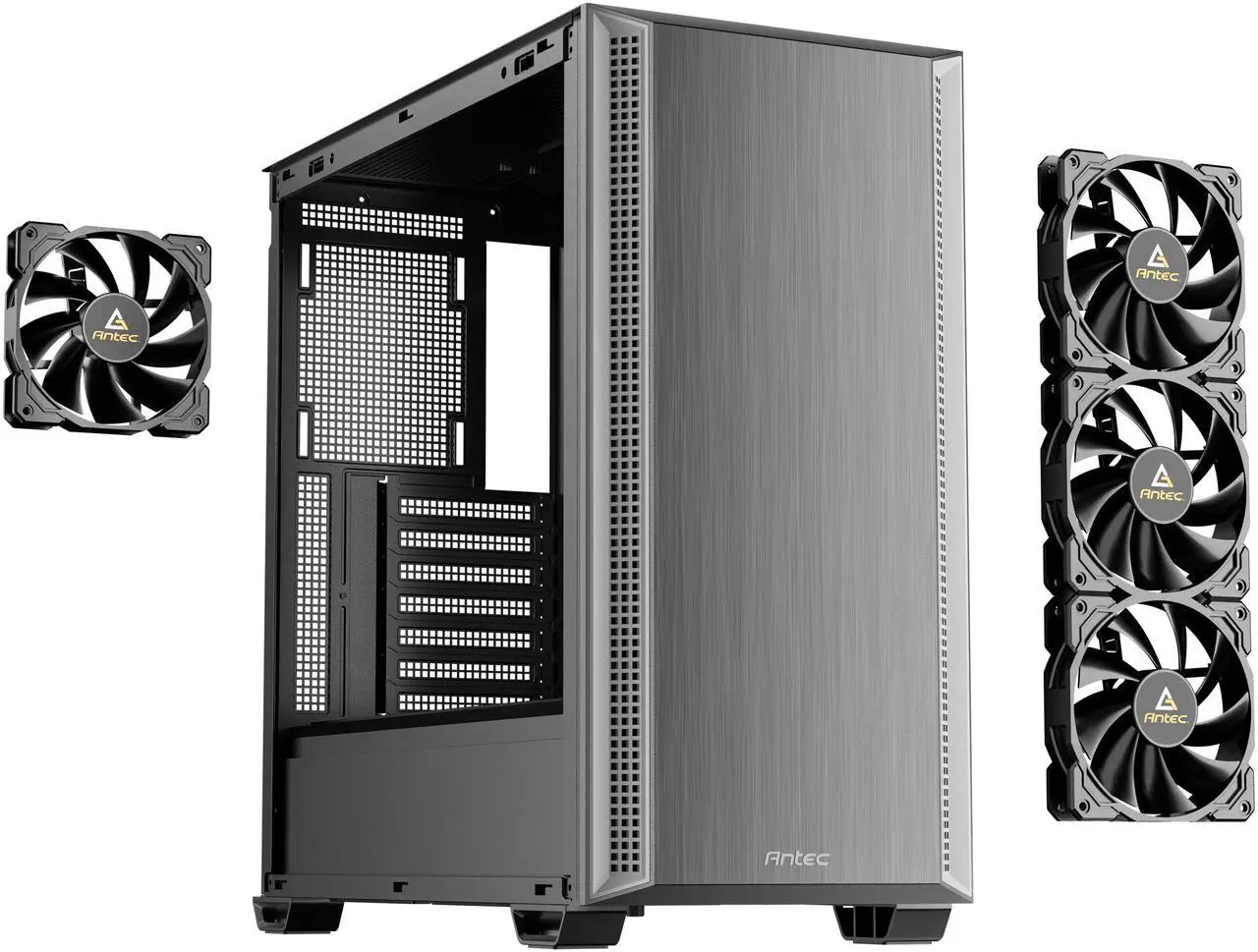 Antec P7 S, 4 x 120mm PWM Fans Included, Dual Side Front Mesh Intake, 360mm Top Radiator Support, Type-C 3.2 Gen 2, Sound-Dampening Side Panels, Mid-Tower ATX PC Case