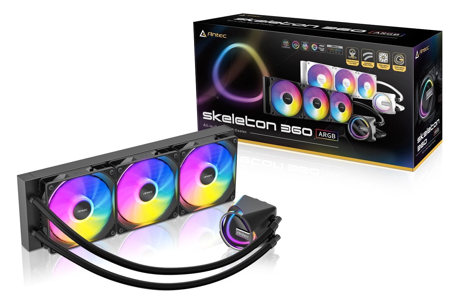 Antec SKELETON360ARGB 360mm ARGB Liquid CPU Cooler with 3 Fans for Intel and AMD