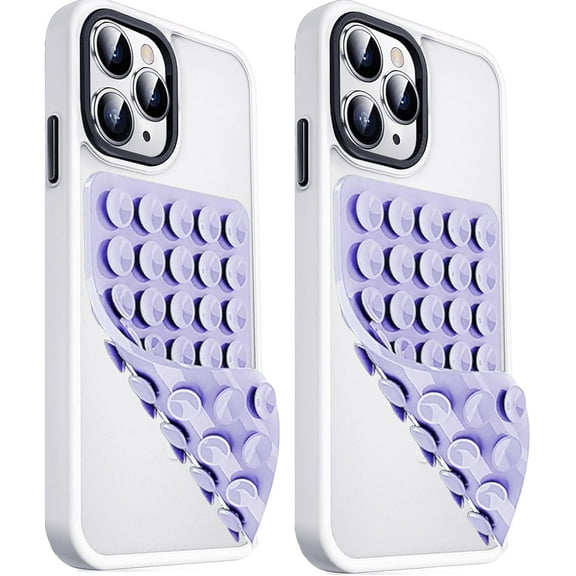 Anteel 2 Pack Double Sided Silicone Suction Cup Phone Case Mount, Hands-Free Strong Grip Silicon Phone Holder for Selfies and Videos, Non Slip Phone Accessories (Lavender)