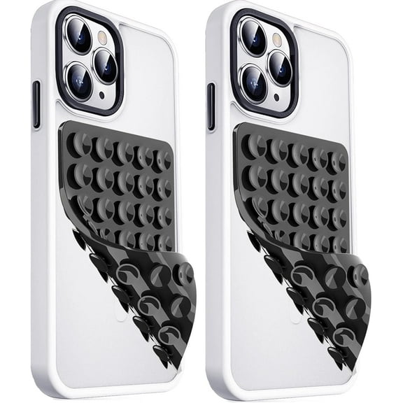 Anteel 2 Pack Double Sided Silicone Suction Cup Phone Case Mount, Hands-Free Strong Grip Silicon Phone Holder for Selfies and Videos, Non Slip Phone Accessories (Black)