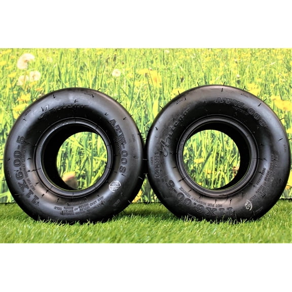 Antego (Set of 2) 11x6.00-5 4 Ply Smooth Tread Tires for Lawn & Garden Mower