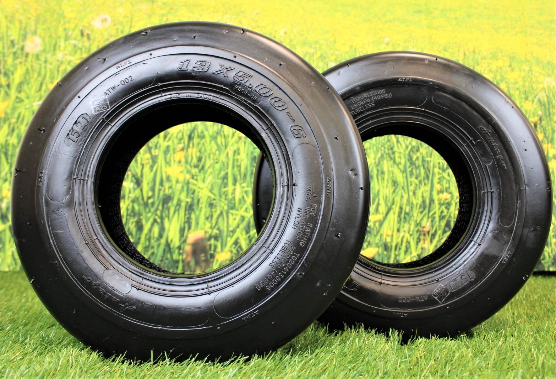 Set Of 2 WANDA 13x5-6 Tires For Go Karts & ATVs - 13x5x6