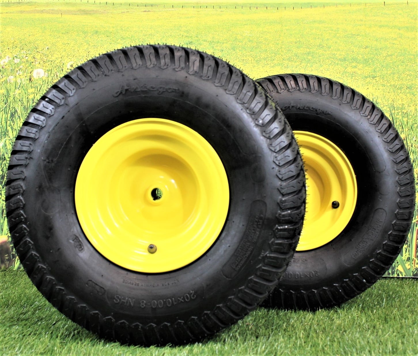 Antego (Set of 2) 20x10.00-8 Tires & Wheels 4 Ply for Lawn & Garden Mower