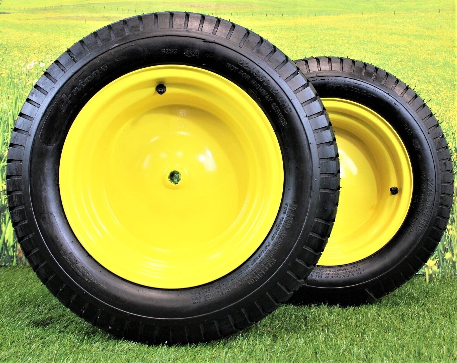 Antego Rasenreifen-Set, 2 Stück 22x9,50-12 - 4-lagige Chevron-Profilreifen Für Rasenmäher & Gartenfahrzeuge