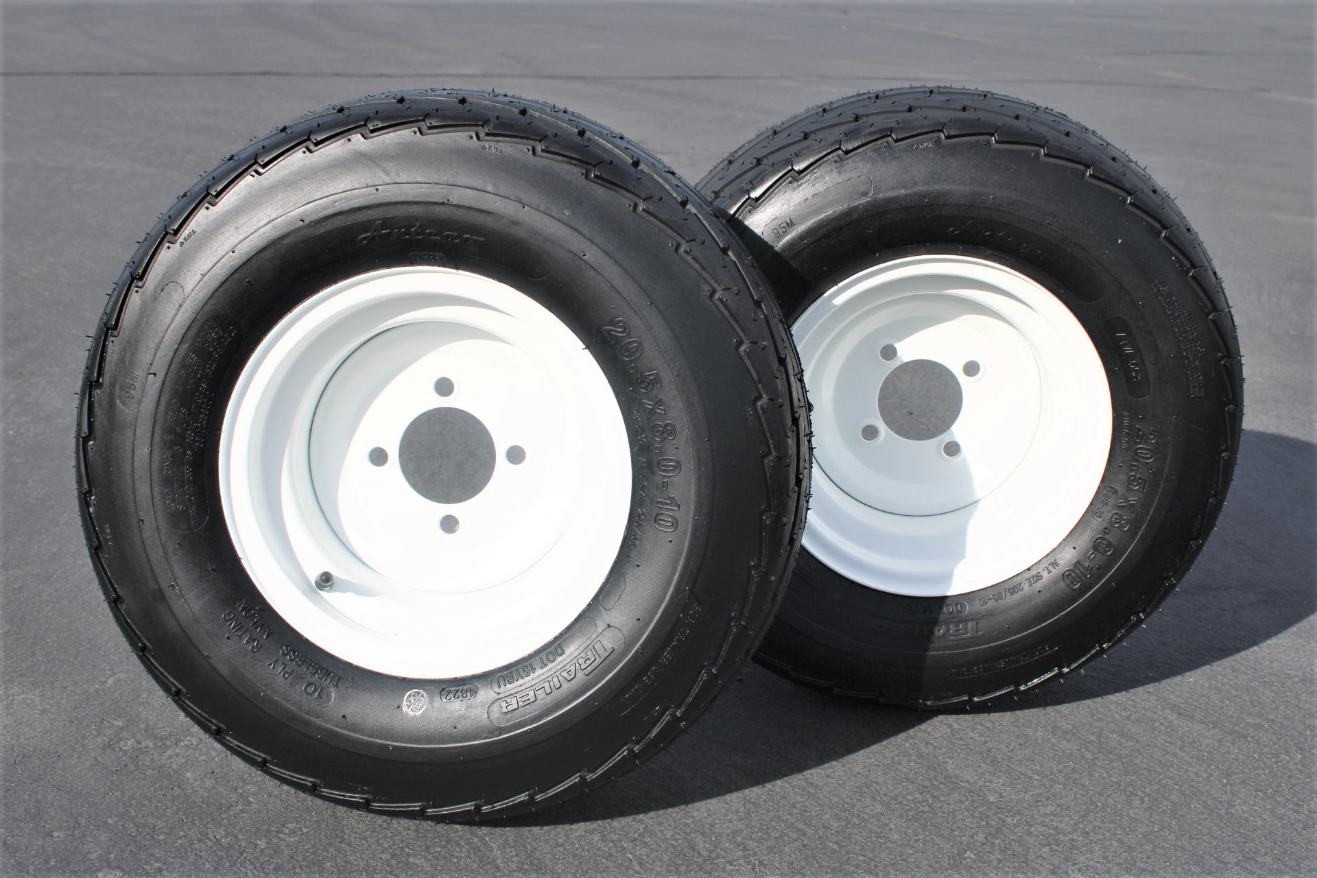 Antego Set of 2 Trailer Tire & Wheel Assemblies, 205/65-10 20.5x8.0-10 ...