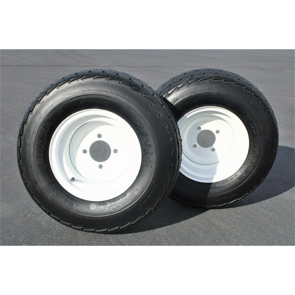 Antego Tire and Wheel Antego Tire & Wheel (Set of 2) 205/65-10 20.5x8.0-10 10 Ply Load Range D Trailer Assemblies - 4 Lug White Rims