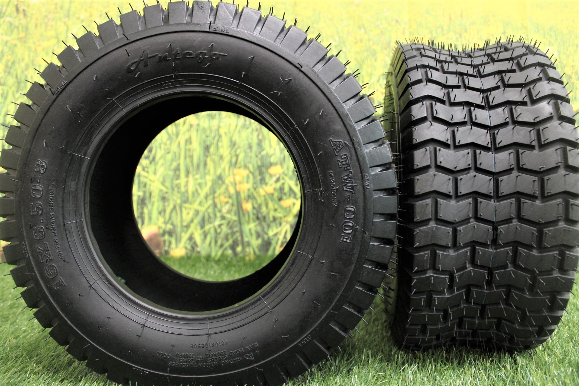 Antego Tire and Wheel (Set of 2) 16x6.508 Turf Tires for Lawn & Garden