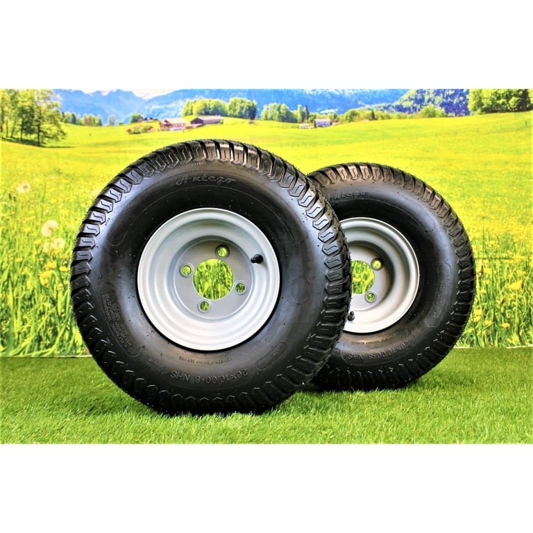 Antego Tire and Wheel Set of 2 20x10.00 8 Tires Wheels 4 Ply for Lawn Garden Mower Turf Tires