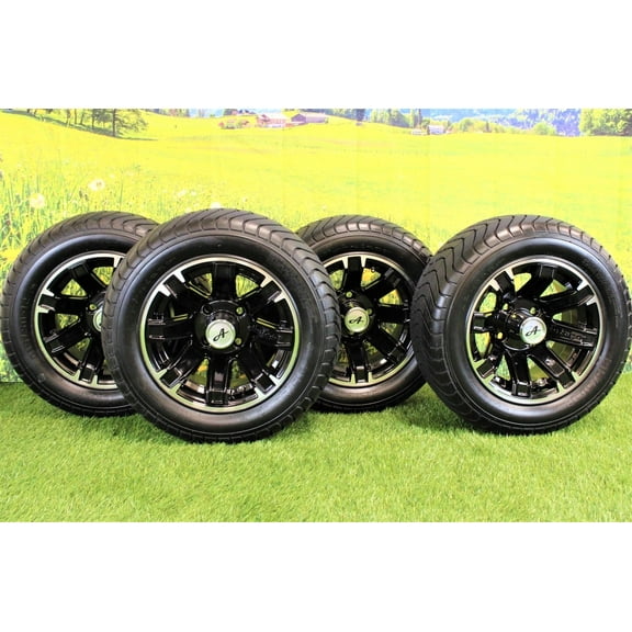 Antego Tire and Wheel (Set of 4) 215/50-12 4 Ply (Set of 4) BLACK Aluminum Golf Assembly