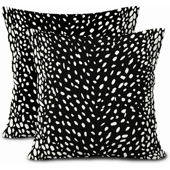 Antelope Black White Pillow Covers 18X18 Inch Neutral Animal Faux Fawn Decorative Pillow Cases Modern Euro Linen Throw Pillows Set of 2 Farmhouse Home Decor for Sofa Couch Porch Outdoor