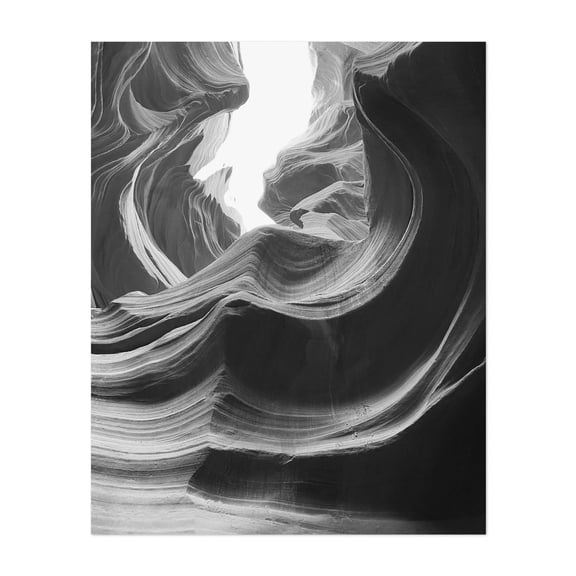 Antelope Canyon Black & White I - Arizona Photography Black and White Abstract Desert Nature Landscape Geometric Unframed Wall Art Print 32 x 48 inches