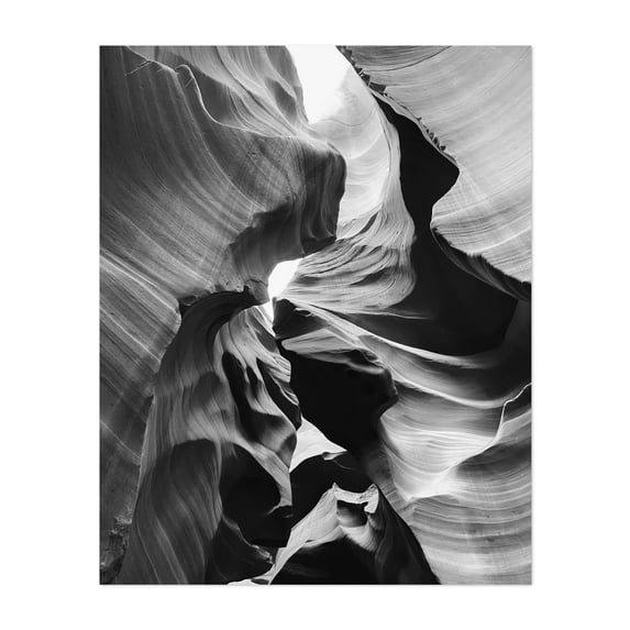 Antelope Canyon Black & White XL - Arizona Photography Desert Abstract Black and White Nature Landscape Surrealism Geometric Unframed Wall Art Print 12 x 16 inches