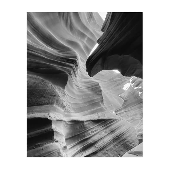 Antelope Canyon Black & White XLI - Arizona Photography Black and White Abstract Nature Desert Landscape Scenic Minimalist Unframed Wall Art Print 6 x 8 inches