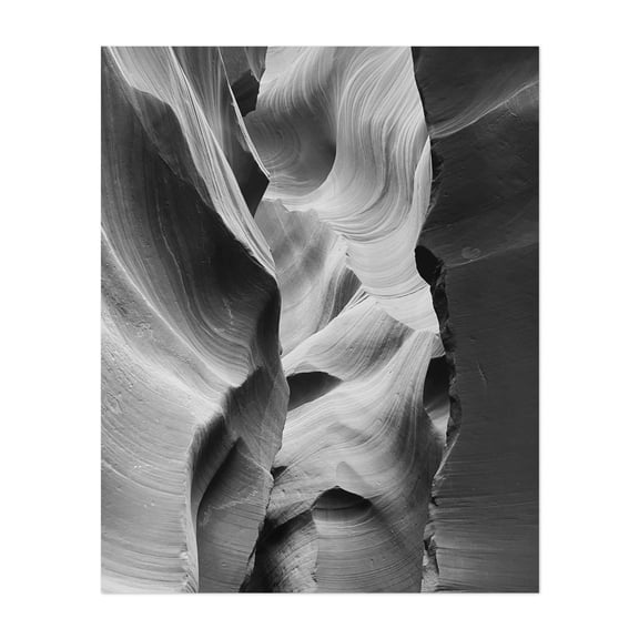 Antelope Canyon Black & White XVIII - Arizona Photography Abstract Black and White Desert Nature Landscape Scenic Minimalist Unframed Wall Art Print 16 x 24 inches