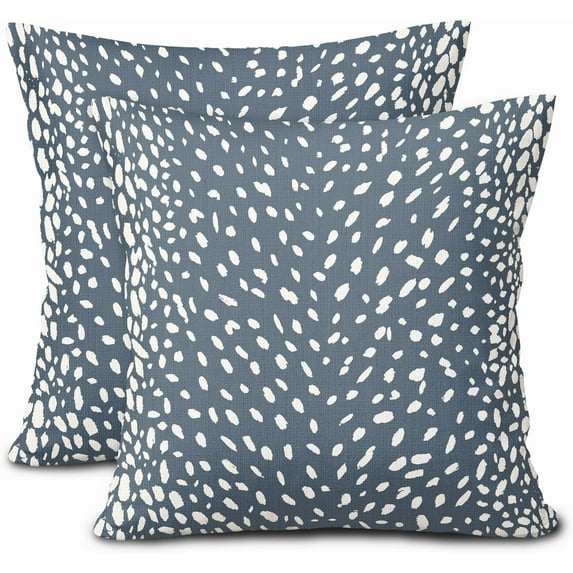 Antelope Gray Blue Pillow Covers 16X16 Inch Neutral Animal Faux Fawn Decorative Pillow Cases Modern Euro Cotton Linen Throw Pillows Set of 2 Farmhouse Home Decor for Sofa Couch Porch Outdoor