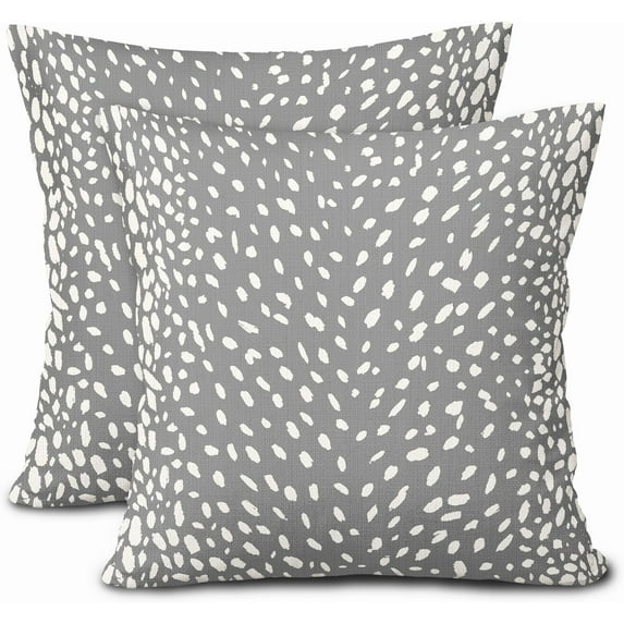 Antelope Gray Pillow Covers 18X18 Inch Neutral Animal Faux Fawn Decorative Pillow Cases Modern Euro Cotton Linen Throw Pillows Set of 2 Farmhouse Home Decor for Sofa Couch Porch Outdoor