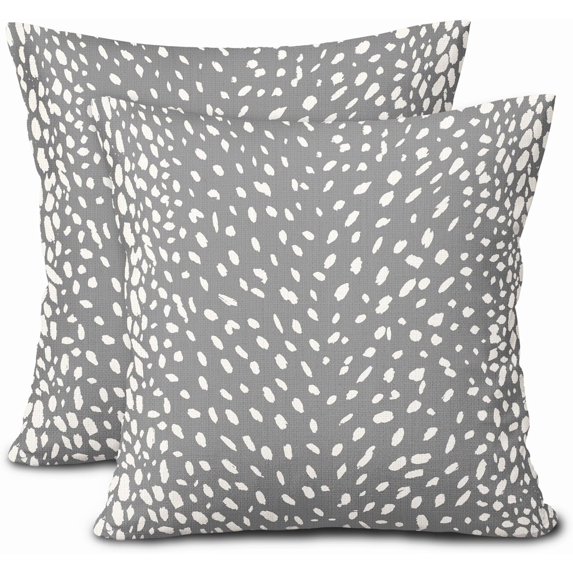 Antelope Gray Pillow Covers 18X18 Inch Neutral Animal Faux Fawn Decorative Pillow Cases Modern Euro Linen Throw Pillows Set of 2 Farmhouse Home Decor for Sofa Couch Porch Outdoor