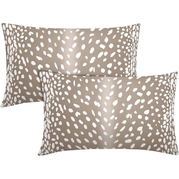 Antelope Lumbar Pillow Covers 12X20 Inch Beige Deer Animal Print Decorative Pillow Cases Modern Neutral Faux Fawn Linen Throw Pillows Set of 2 Home Decor for Sofa Porch Couch Outdoor