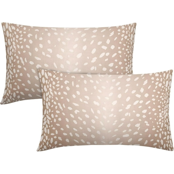 Antelope Lumbar Pillow Covers 12X20 Inch Beige Faux Fawn Deer Animal Print Decorative Pillow Cases Modern Neutral Cotton Linen Throw Pillows Set of 2 Home Decor for Sofa Porch Couch Outdoor