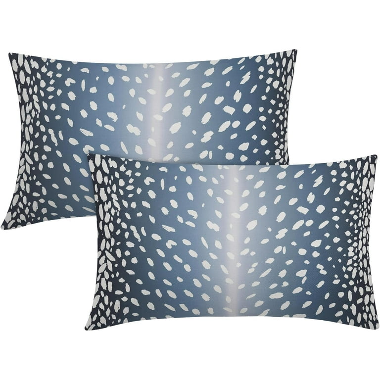 Antelope Lumbar Pillow Covers 12X20 Inch Navy Blue Faux Fawn Deer