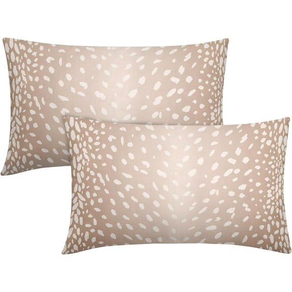 Antelope Lumbar Pillow Covers 12X20 Inch Peach Pink Faux Fawn Deer Animal Print Decorative Pillow Cases Modern Neutral Linen Throw Pillows Set of 2 Home Decor for Sofa Porch Couch Outdoor