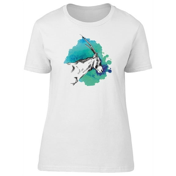 Antelope Oryx Sketch Watercolor T-Shirt Women -Image by Shutterstock, Female XX-Large