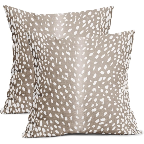 Antelope Pillow Covers 20X20 Inch Beige Deer Animal Print Decorative Square Pillow Cases Modern Neutral Faux Fawn Linen Throw Pillows Set of 2 Home Decor for Sofa Couch Bedroom Outdoor