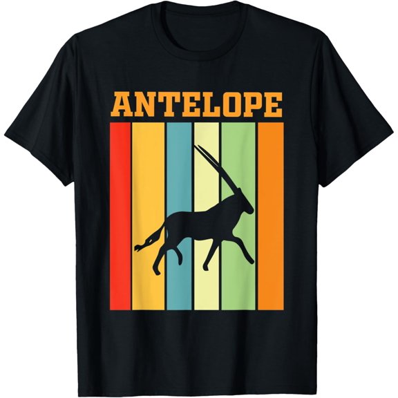 Antelope Shadow silhouette in Retro Colors T-Shirt men and women can wear, black, white, gifts
