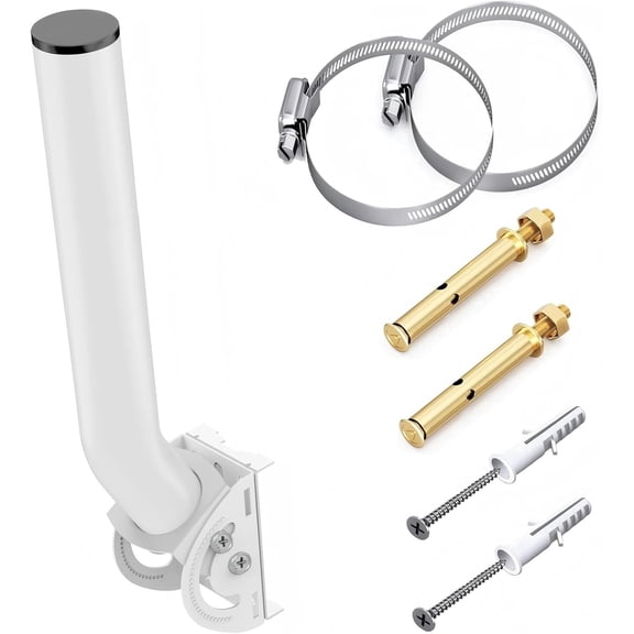 Antenna Mount for Wireless Bridge, 1-Pack 11 in Dual Screw Locking J Pole Mounting Bracket for Wall or Pole, 160 Angle Adjustable, 1.38 in OD, for Outdoor Point to Point AP Access Point CPE Repeater