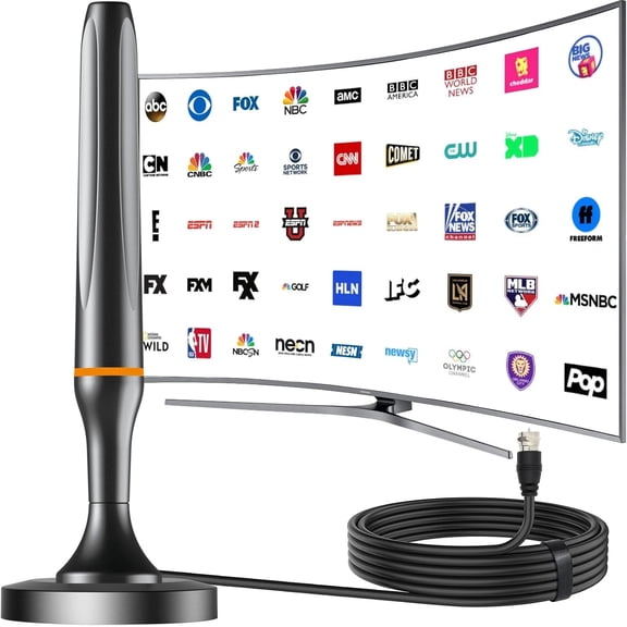 Antenna for Smart TV, Digital Antenna for Local Channels with Strong Magnetic Base, Long Ran Reception, Support 4K 1080p and All