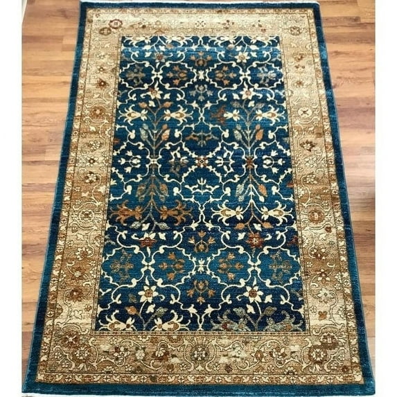 Antep Rugs ORIENTAL Collection ROYAL Floral Oriental Polypropylene Area Rug (BLUE/IVORY , 4'1" X 6')