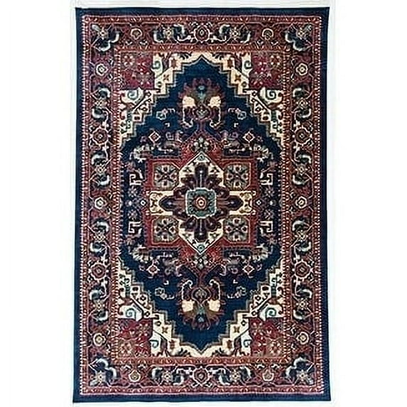 Antep Rugs ORIENTAL Collection TEBRIZ Oriental Polypropylene Area Rug (NAVY/IVORY , 5' X 8')