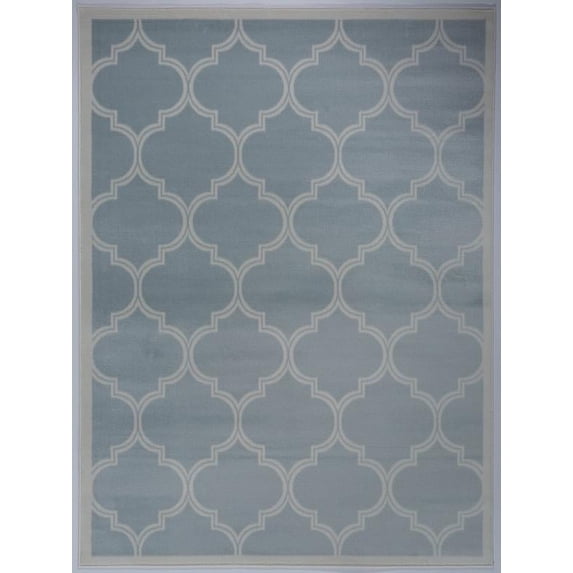 Antep Rugs Zeugma Collection 291 Trellis Area Rug Light Blue Cream 7'10" X 10'