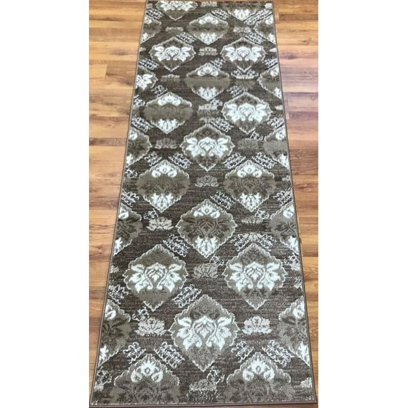 Antep Rugs Zeugma Collection 294Vintage Runner Rug Brown Beige 2'7" X 7'6"