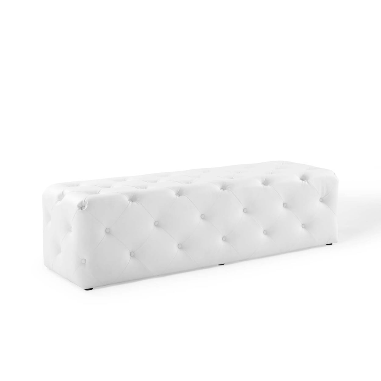 Luxurious White Vegan Leather 60" Tufted Entryway Bench