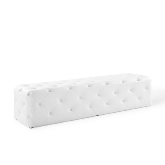 Modway Amour 72" Tufted Button Entryway Faux Leather Bench in White