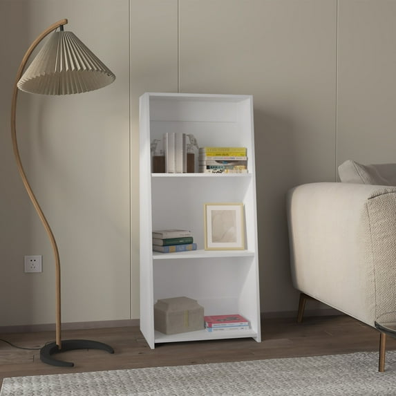 Anthem Bookcase In Melamine With Three Shelves, White