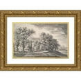 thumbnail image 1 of Anthonie Waterloo 24x17 Gold Ornate Framed and Double Matted Museum Art Print Titled - Trees and Cottages in Hilly&nbsp;Landscape (17th&nbsp;Century), 1 of 4