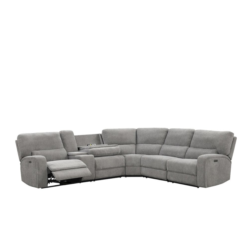 Anthony 114" Gray Fabric Power Reclining Sectional with Storage