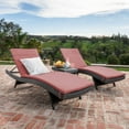 thumbnail image 1 of Anthony 3 Piece Outdoor Wicker Lounge with Cushions and Coffee Table, Grey, Red, 1 of 3
