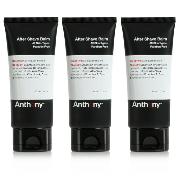Anthony After Shave Balm for Men  Cooling Lotion with Vitamins A, C, & E Plus Aloe Vera and Natural Botanical Extracts Soothes and Moisturizes All Skin Types  3 Fl Oz Pack of 3