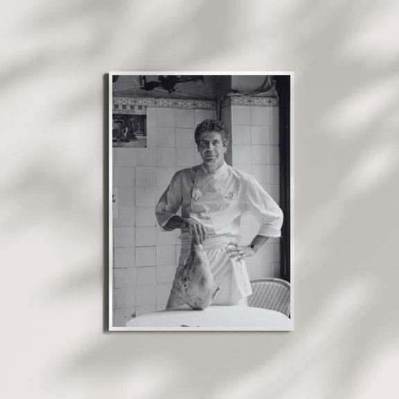 Anthony Bourdain Black and White Cooking Kitchen Chef Kitchen Wall Art, Unframed Poster