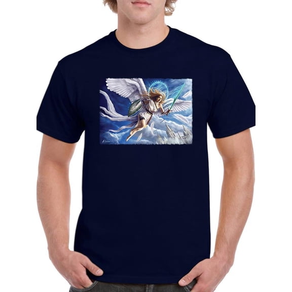 Anthony Chirstou Mens Graphic Tee - Archangel Charge - Regular Fit 100% Cotton