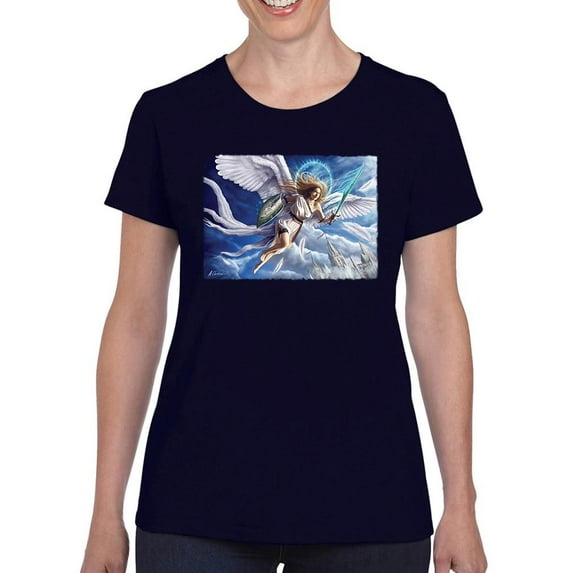 Anthony Chirstou Womens Graphic Tee - Archangel Charge - Regular Fit 100% Cotton